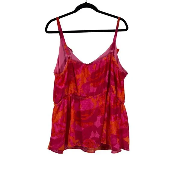 Torrid Pink & Orange Floral Swiss Dot Tank Top Camisole Women's Plus Size 2X - Picture 2 of 5